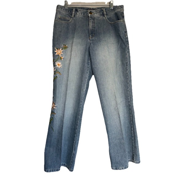 Liz Claiborne Pants - Liz Claiborne Womens Size 12 Jeans Bootcut Embroidered Floral Classic Comfort‎